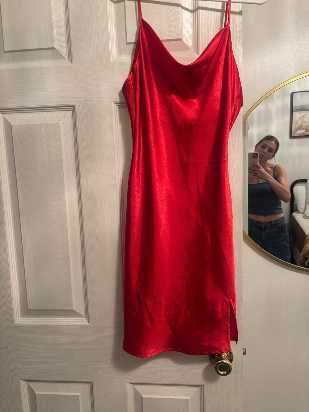 Urban Outfitters Red Satin Slip Mini Dress - Picture 2 of 2